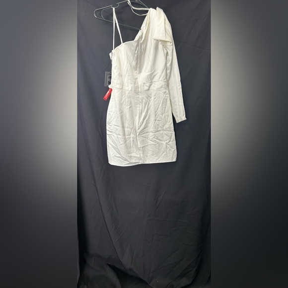 IEENA FOR MAC DUGGAL 26500 NWT One Shoulder Long Sleeve Satin Mini Dress - Picture 5 of 6